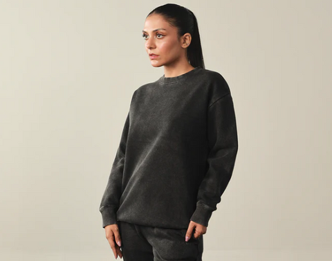 Women Washed Sweatshirt- Black