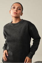 Women Washed Sweatshirt- Black