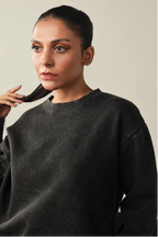Women Washed Sweatshirt- Black