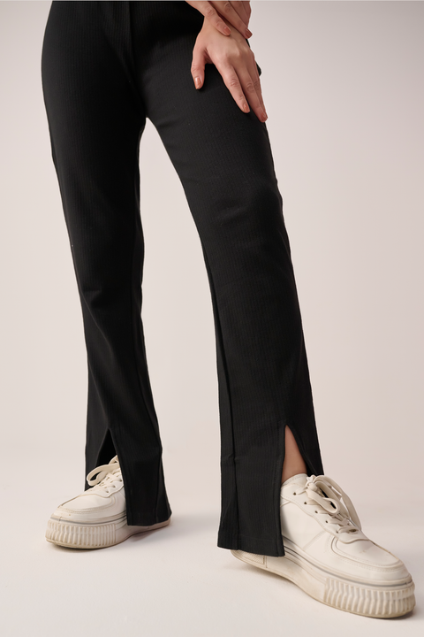 black slits pants women