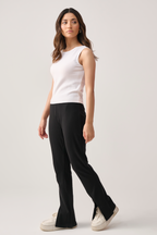 black slits pants women