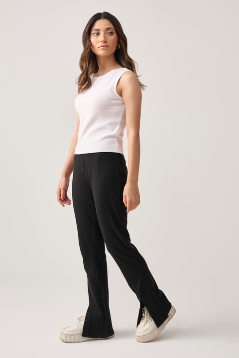 black slits pants women