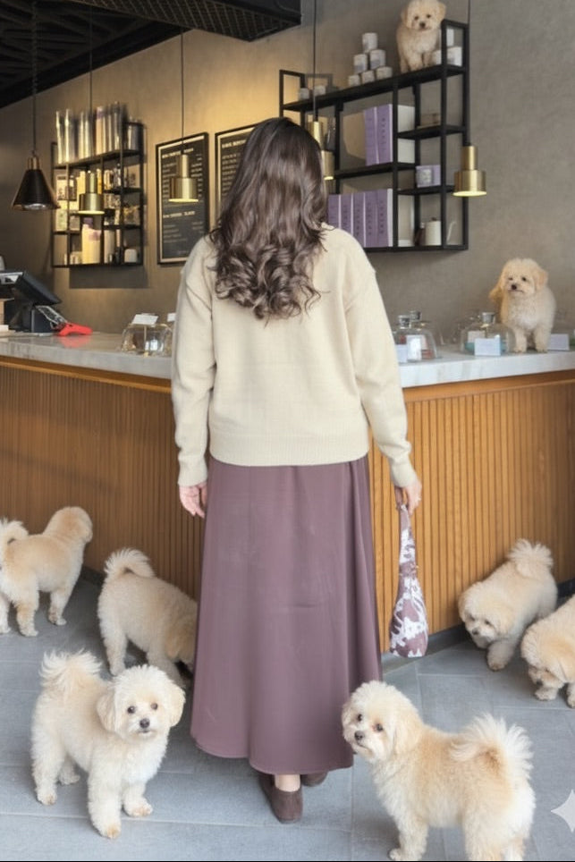 Snug-fit Wool Cardigan - Nude Secondary image