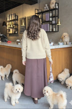 Snug-fit Wool Cardigan - Nude
