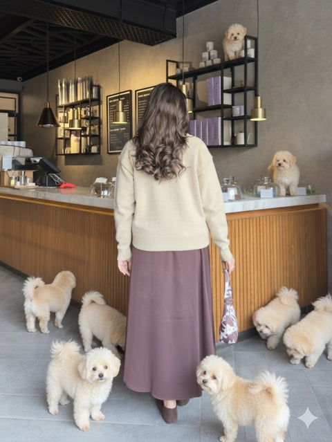 Snug-fit Wool Cardigan - Nude