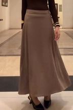 Textured Satin Skirt - Nude
