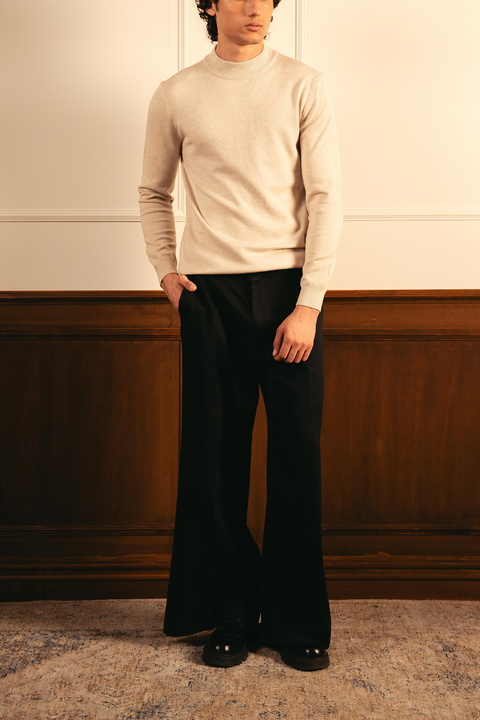 Soft Knit Mock Neck Sweater – Sand