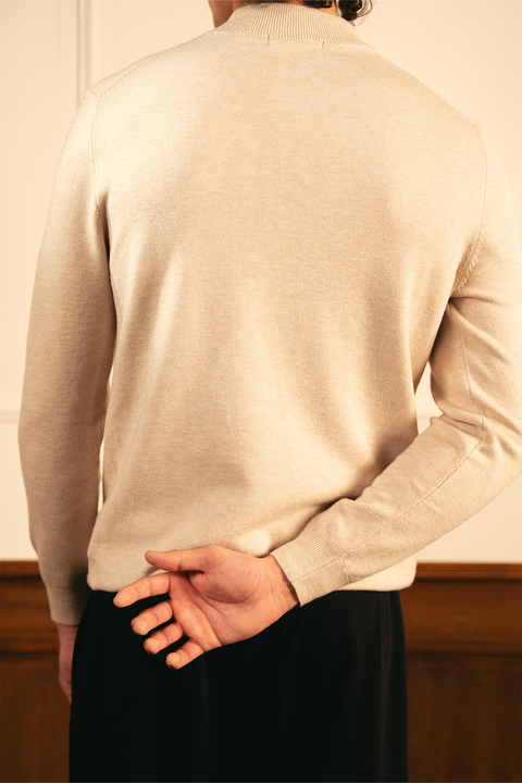 Soft Knit Mock Neck Sweater – Sand