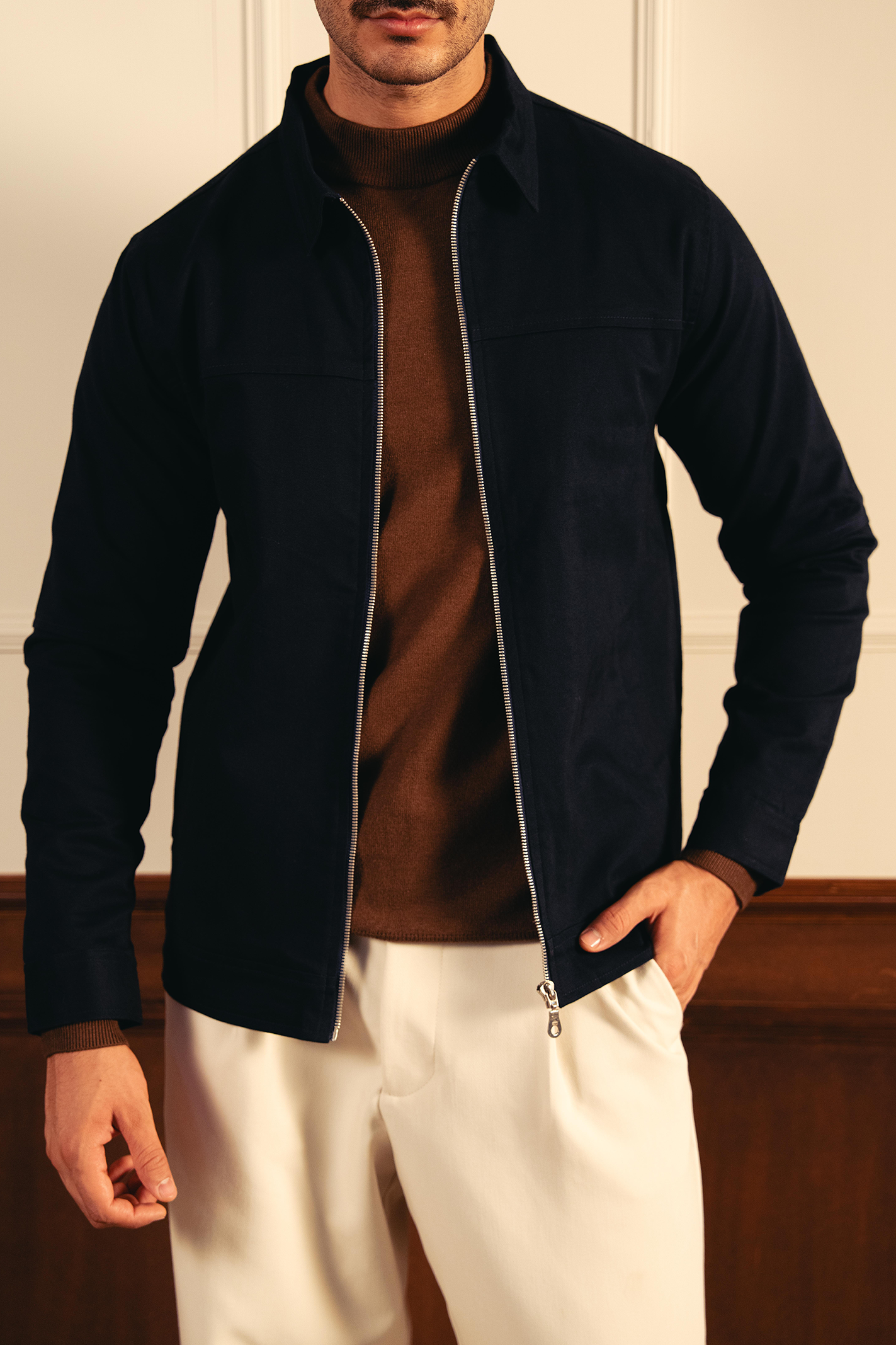 Structured Woven Jacket – Navy Blue Secondary image