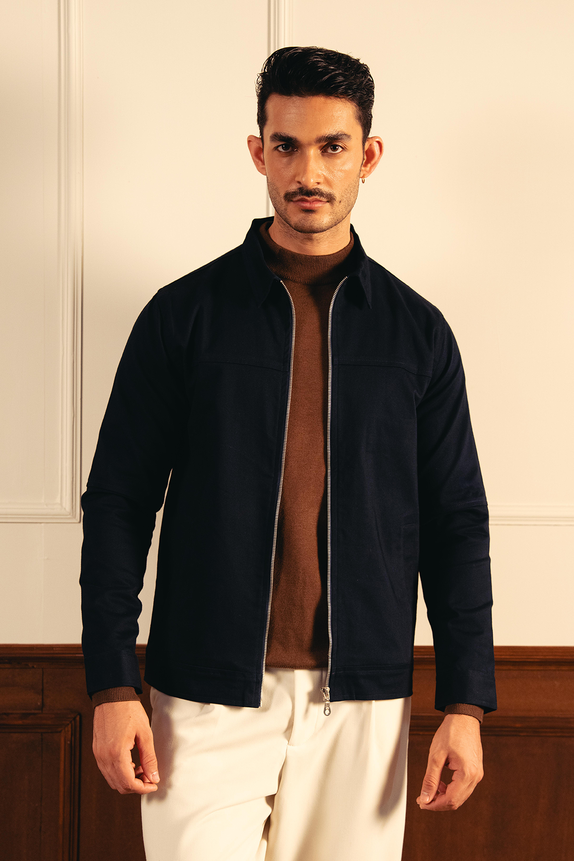 Structured Woven Jacket – Navy Blue Main image