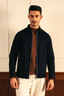 Structured Woven Jacket – Navy Blue