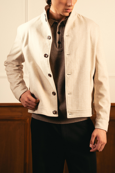 Tailored Herringbone Jacket – White