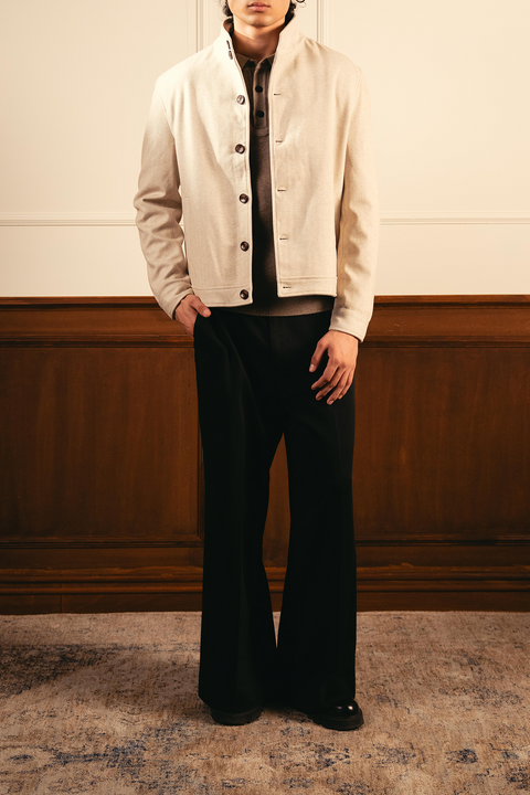 Tailored Herringbone Jacket – White