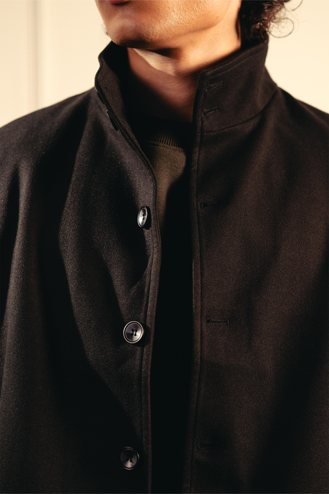 Tailored Herringbone Jacket – Black