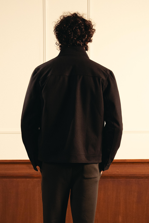 Tailored Herringbone Jacket – Black