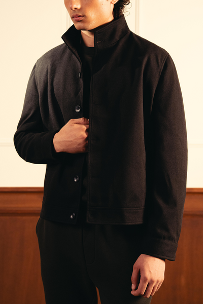 Tailored Herringbone Jacket – Black
