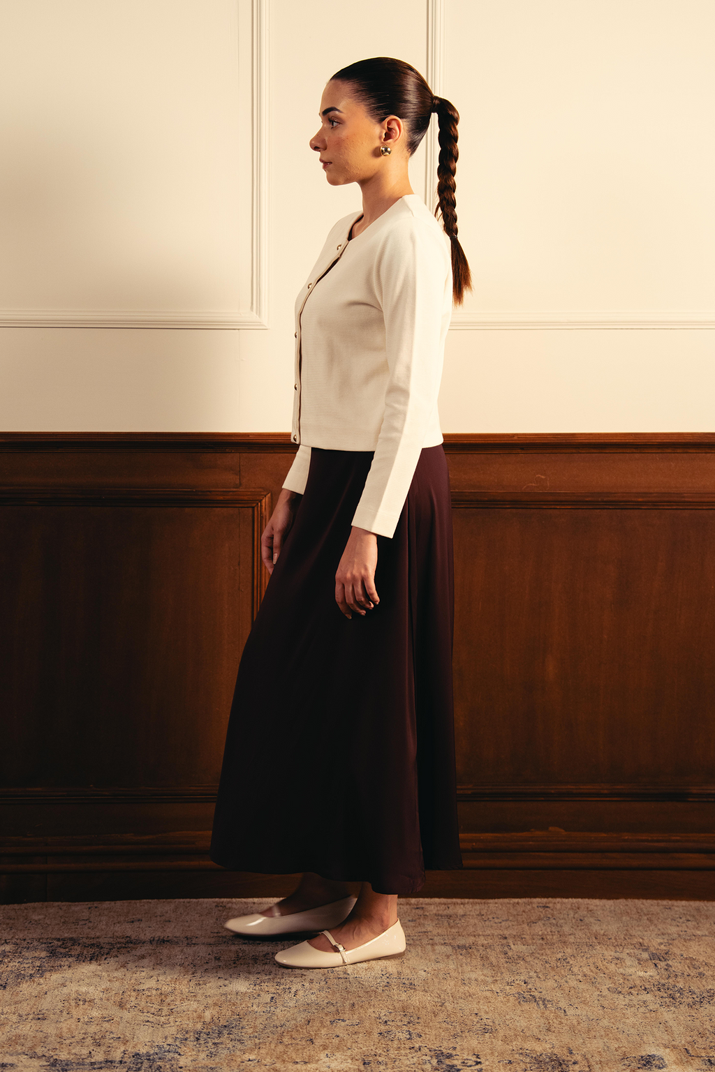 Tailored Round Neck Cardigan - Off-White