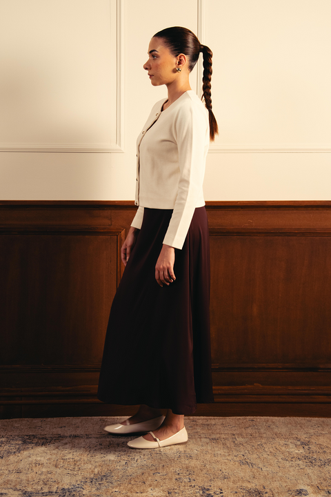 Tailored Round Neck Cardigan - Off-White