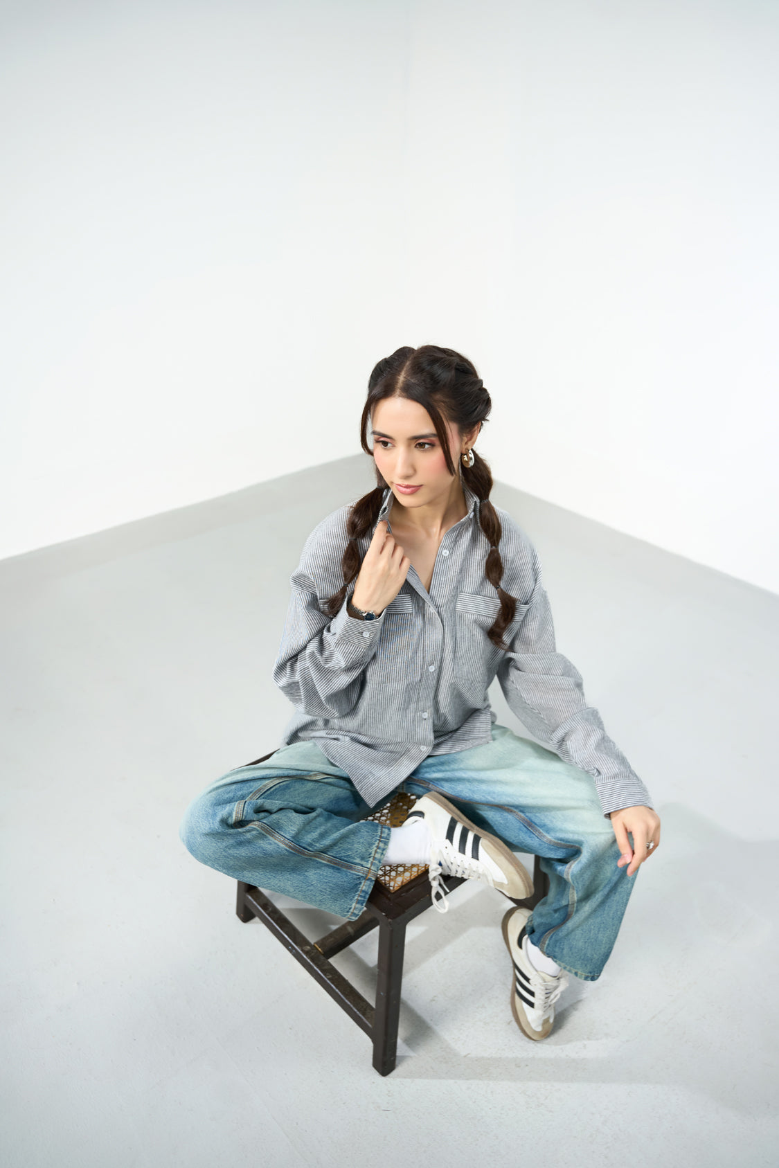 The Relaxed Stripe Shirt - Ash stripe