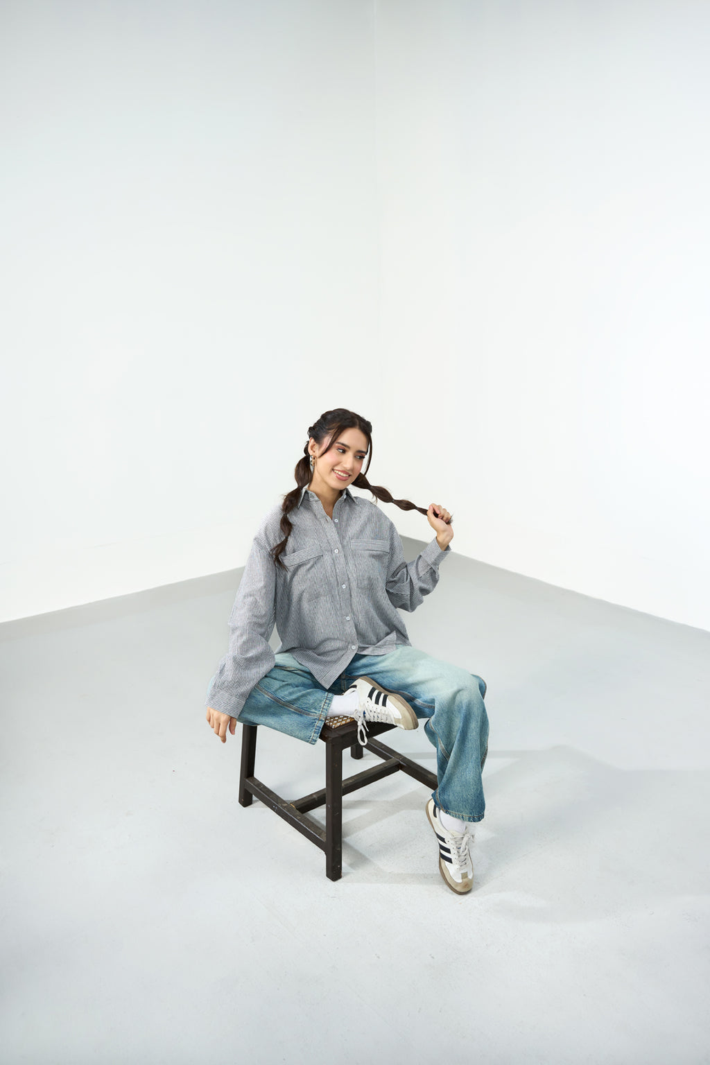 The Relaxed Stripe Shirt - Ash stripe