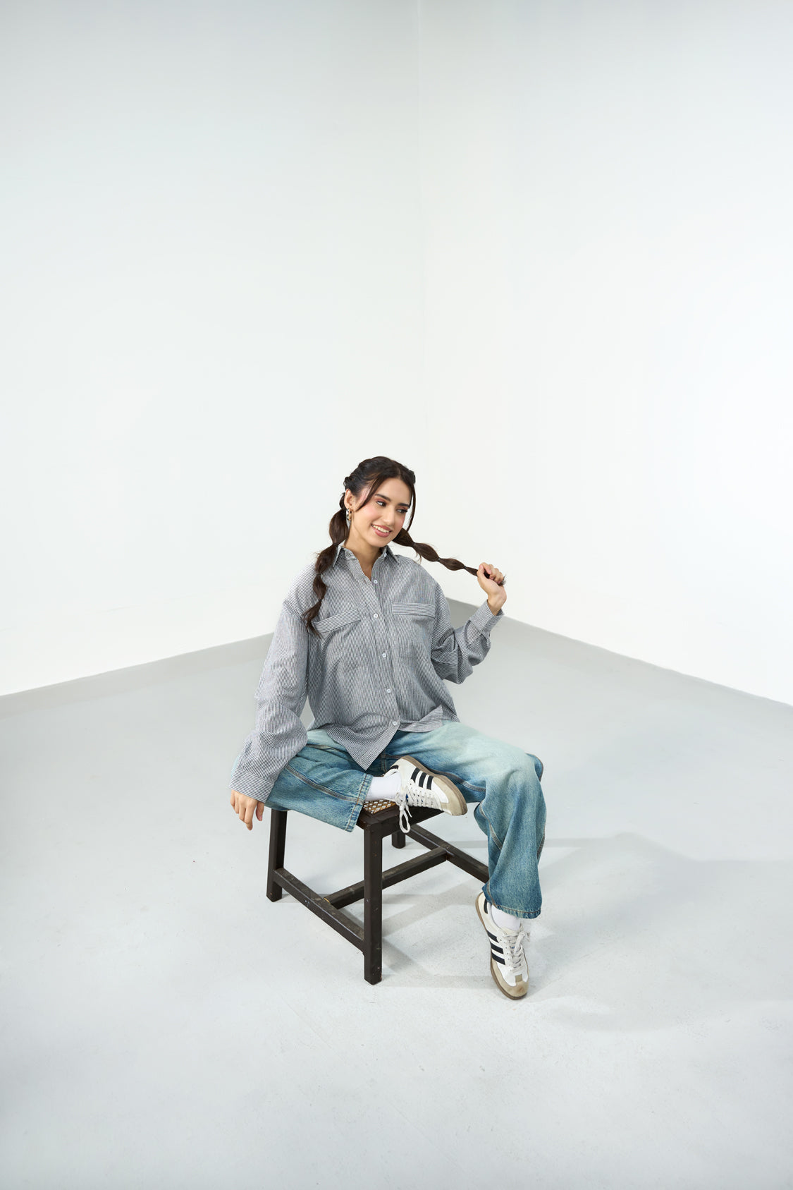 The Relaxed Stripe Shirt - Ash stripe