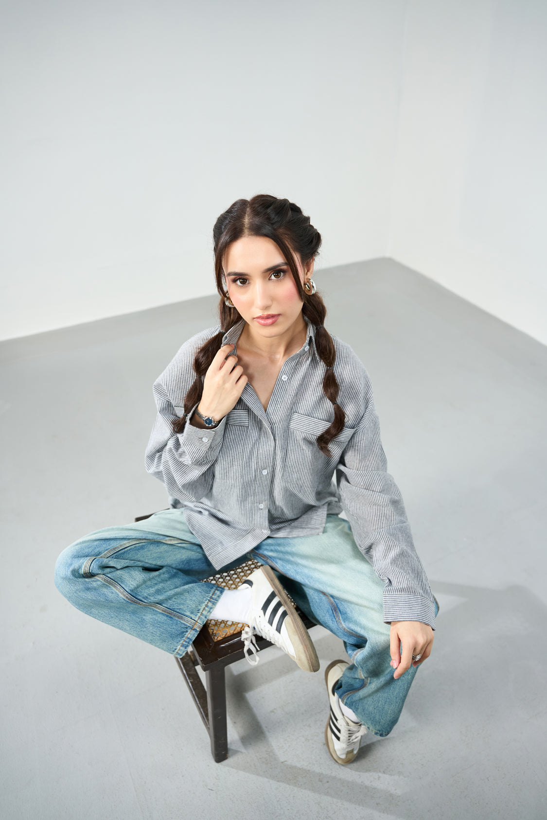 The Relaxed Stripe Shirt - Ash stripe Secondary image