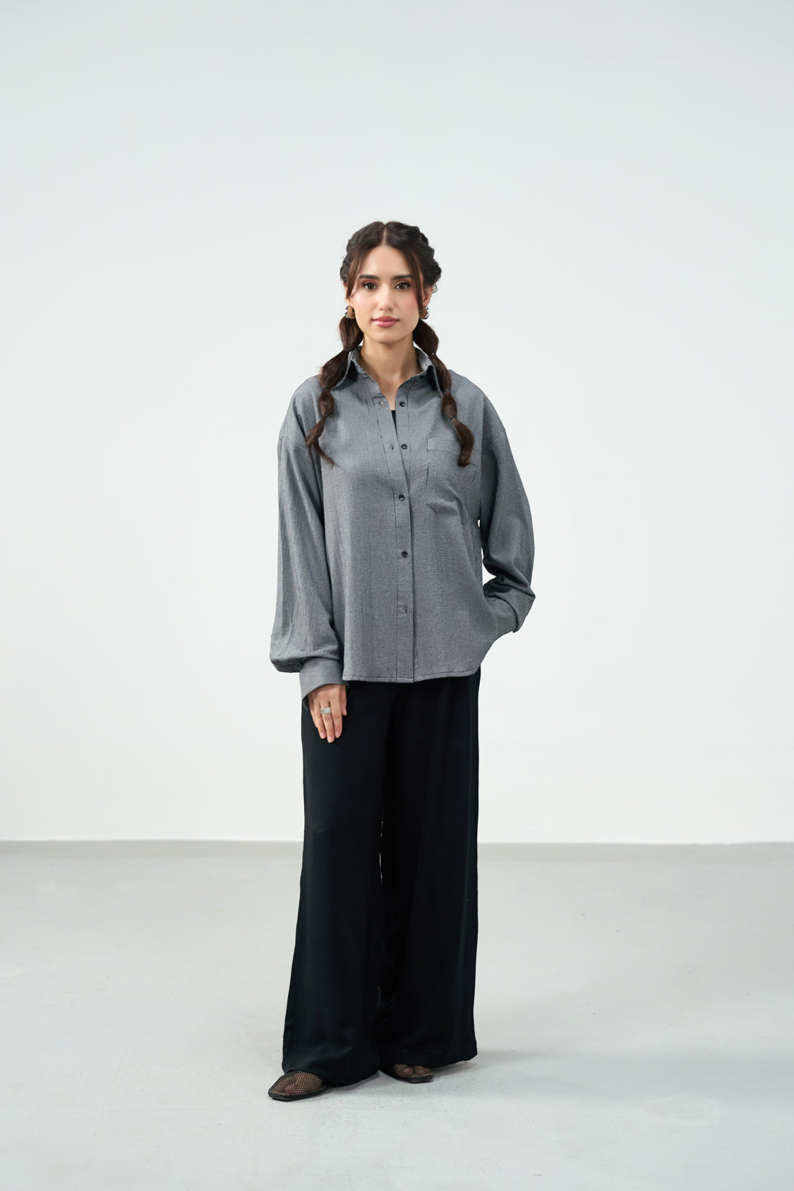 The Relaxed Stripe Shirt - Charcoal stripe Main image
