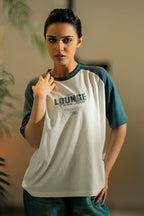 Raglan Graphic Tee - White and Indigo