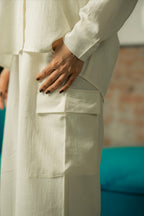 Co-ord Set with Cargo Pants - Cream
