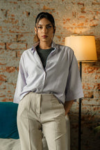 Cropped Box Fit Shirt - Lilac