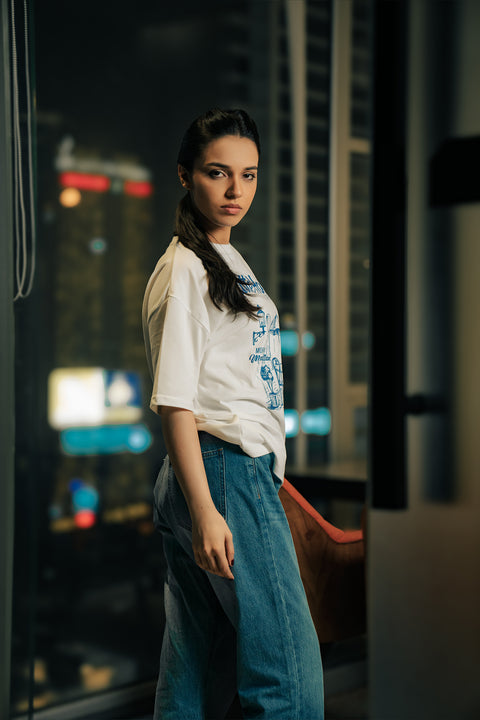 Crew Neck Graphic Tee - Latte Hours