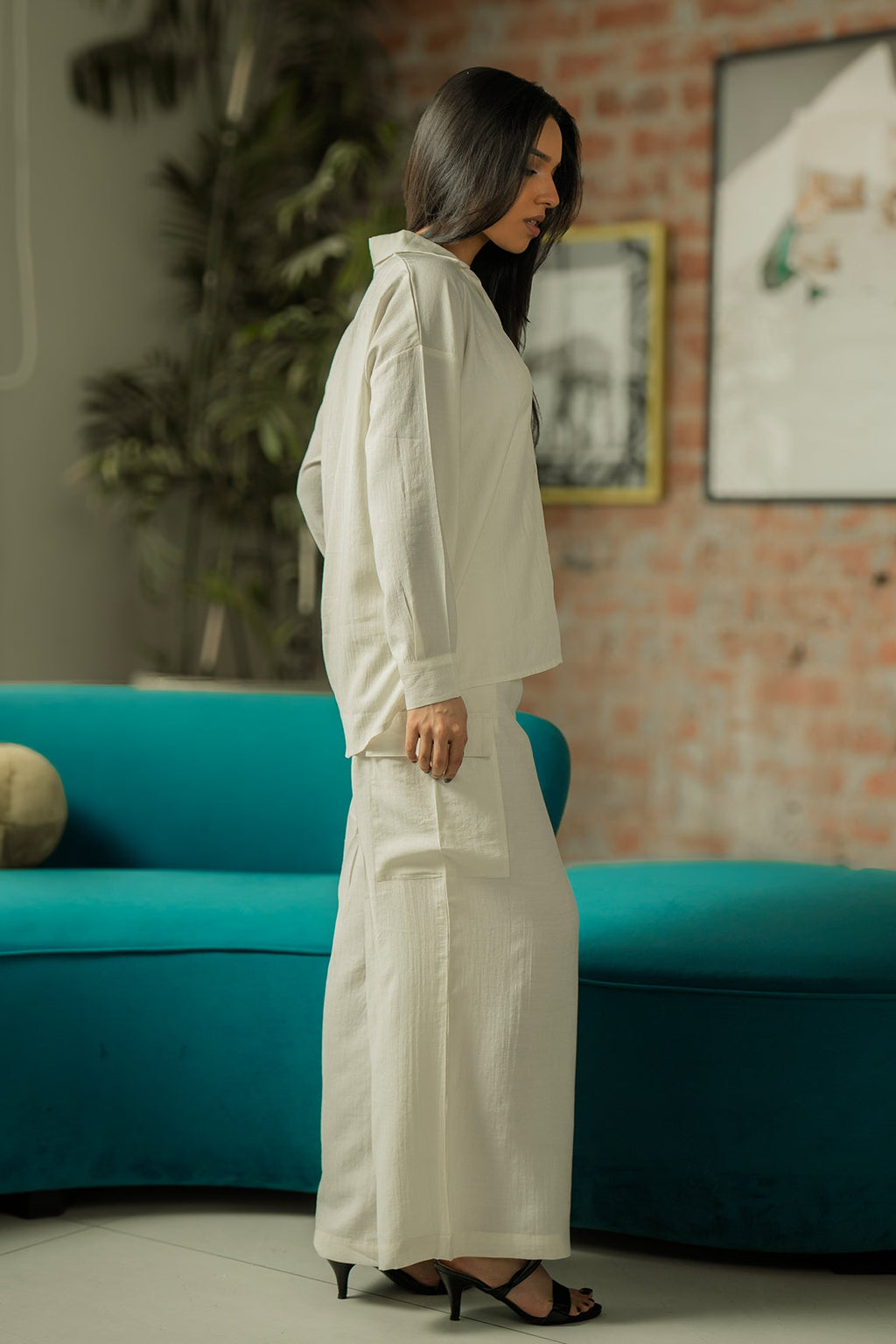 Co-ord Set with Cargo Pants - Cream