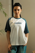 Raglan Graphic Tee - White and Indigo
