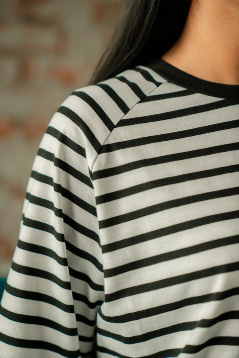 Raglan Stripe Tee - Black and White