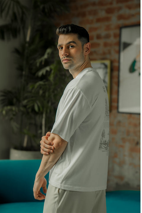 Crew Neck Graphic T-Shirt – White