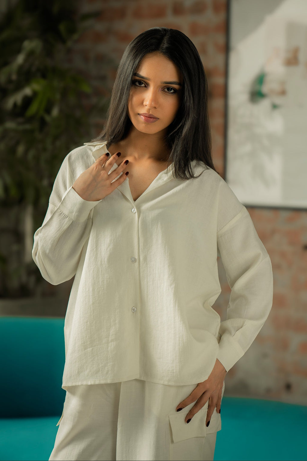 Co-ord Set with Cargo Pants - Cream