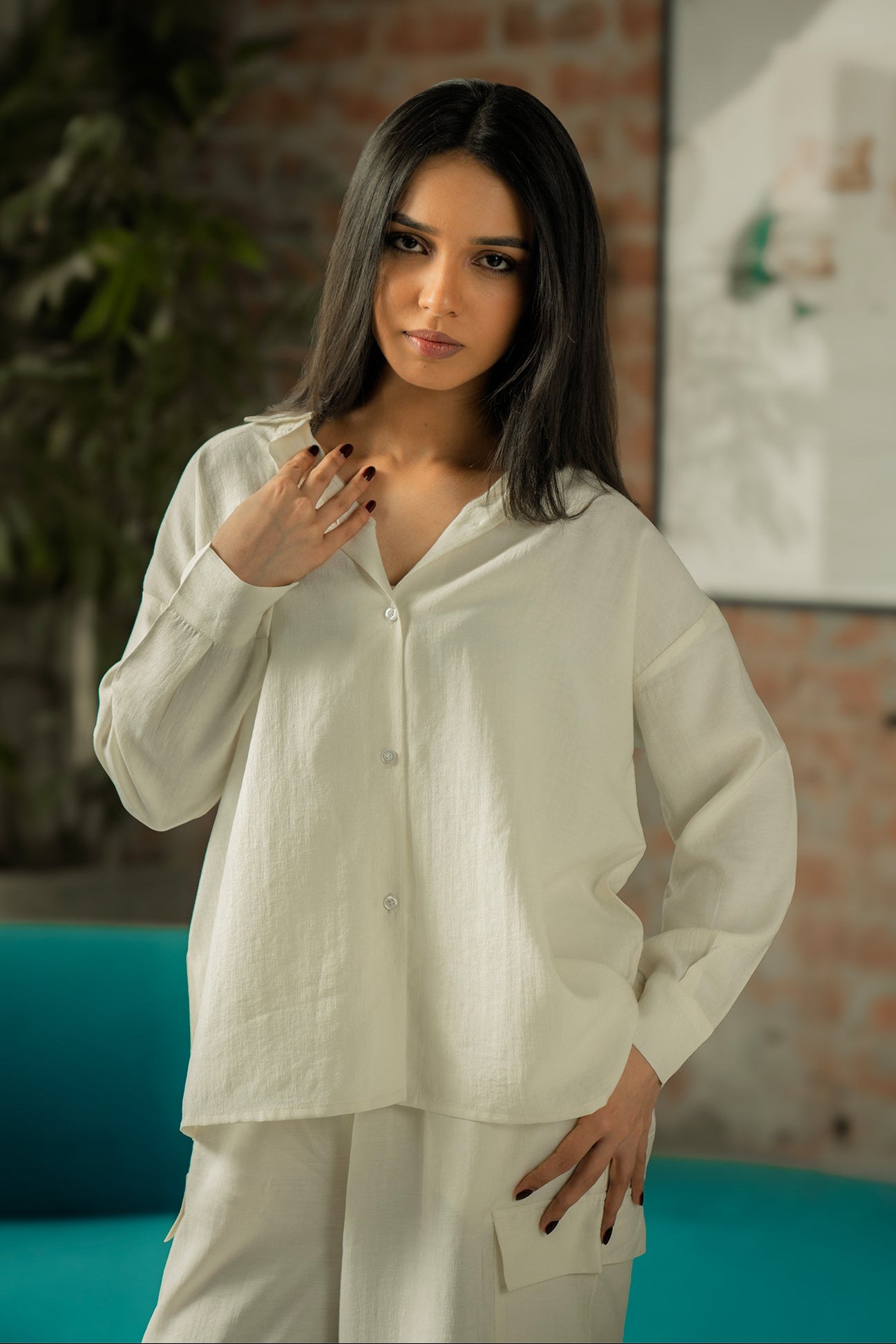 Co-ord Set with Cargo Pants - Cream