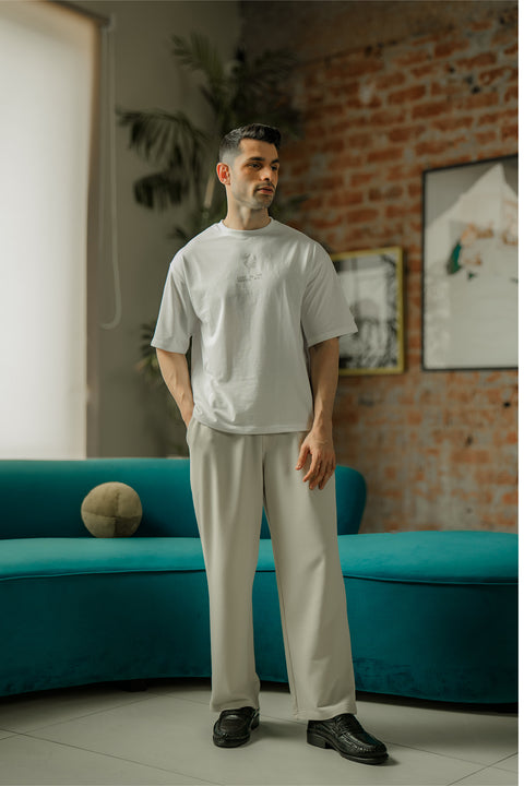 Crew Neck Graphic T-Shirt – White