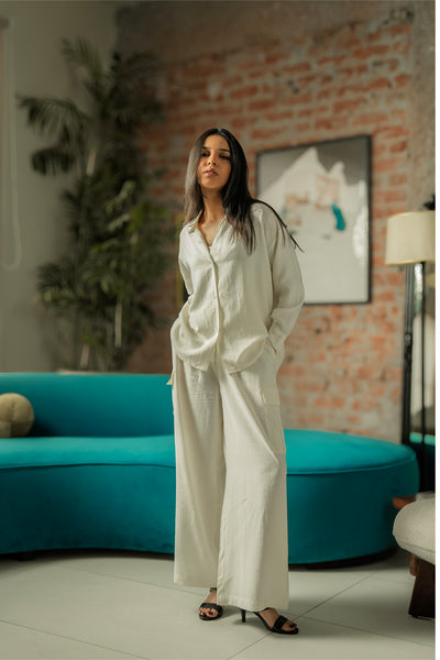 Co-ord Set with Cargo Pants - Cream