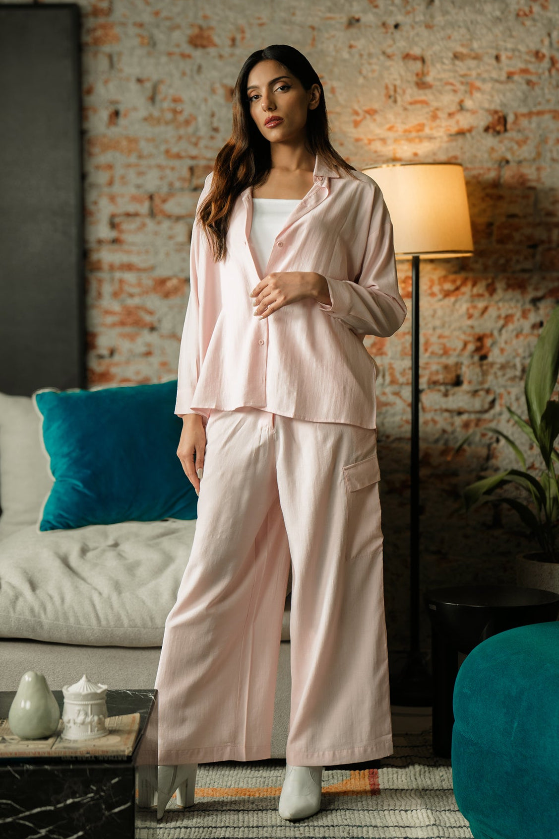 Co-ord Set with Cargo Pants - Pastel Pink Main image