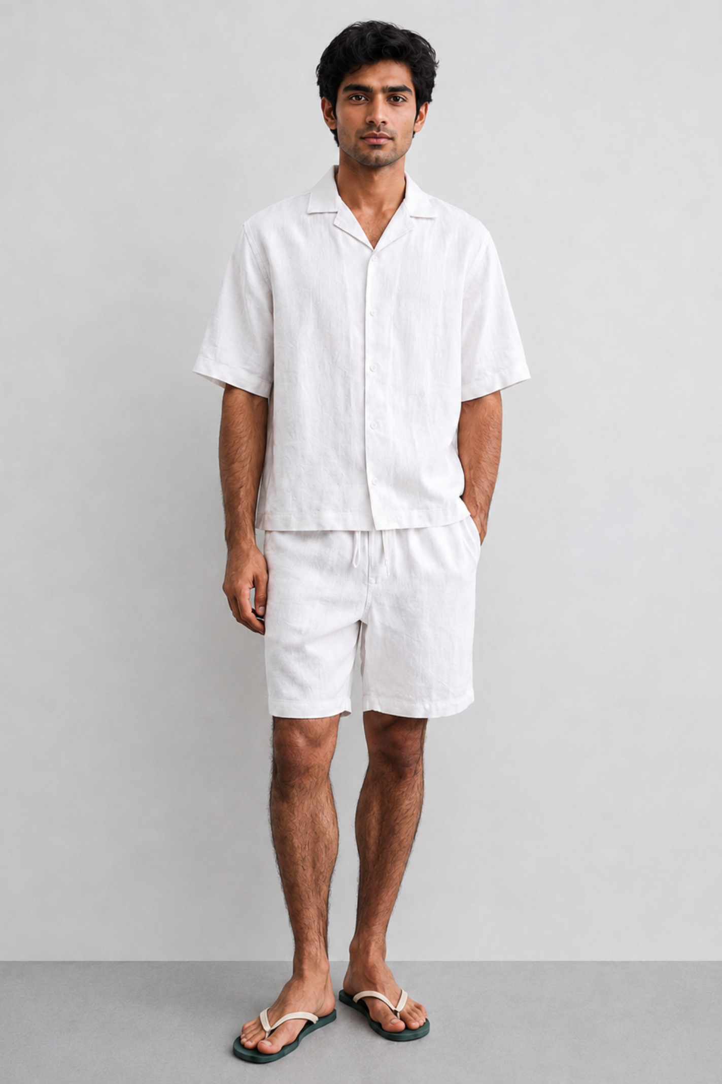 Cuban Collar Boxy Fit Shirt – White Main image