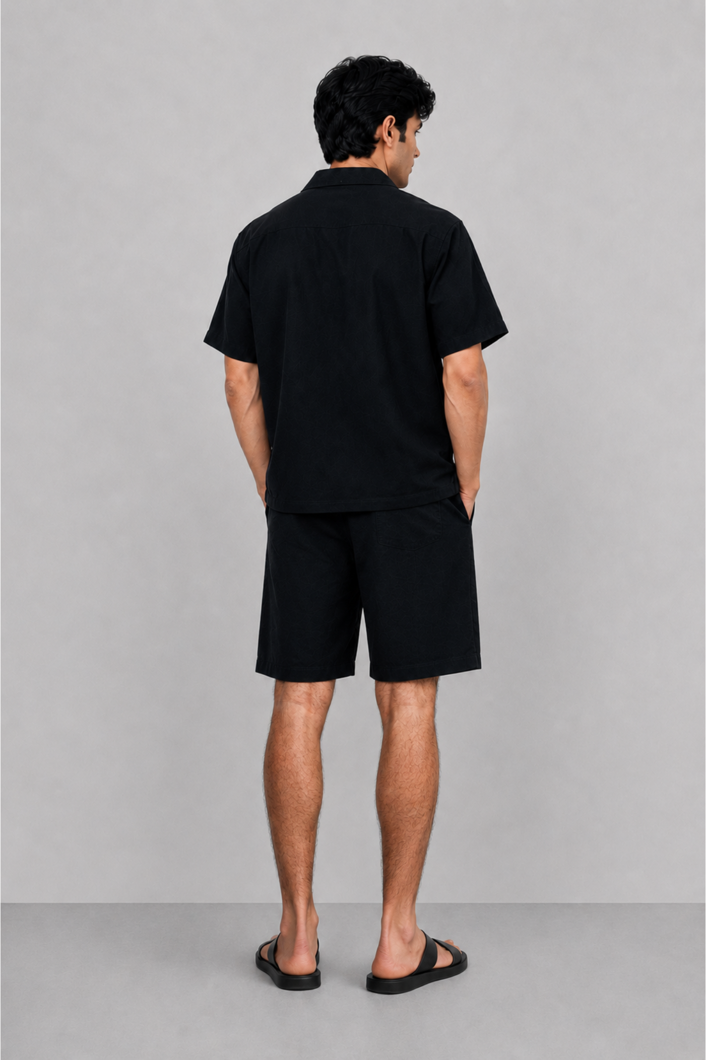 Cuban Collar Boxy Fit Shirt – Black