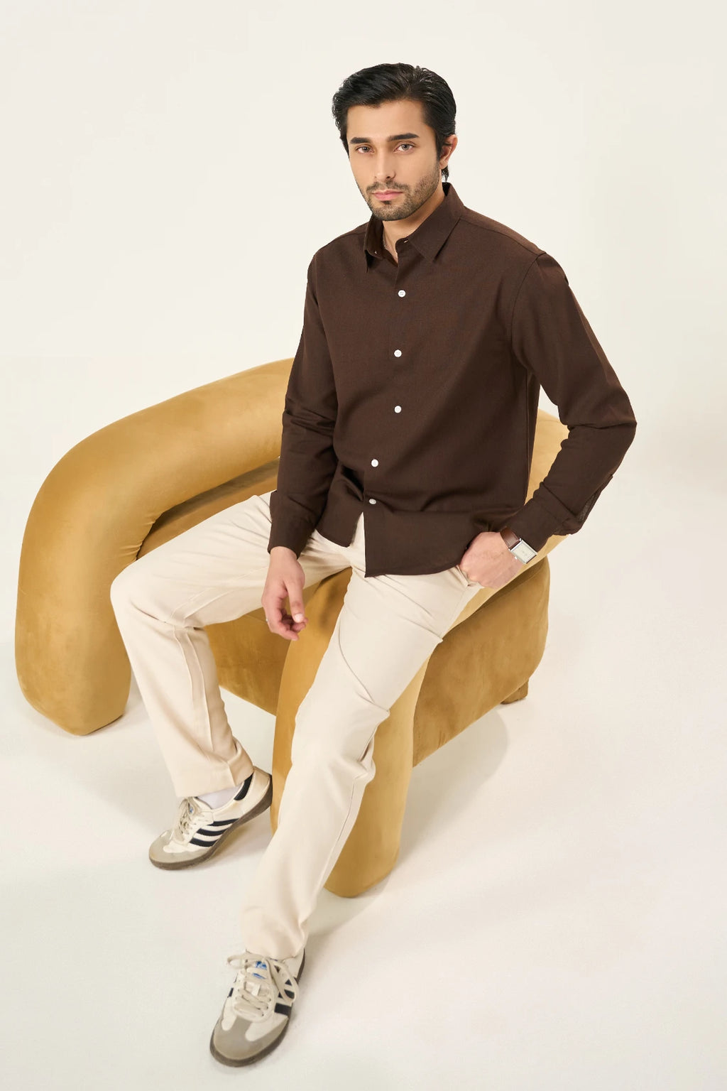 Relaxed Linen Shirt - Mocha Brown