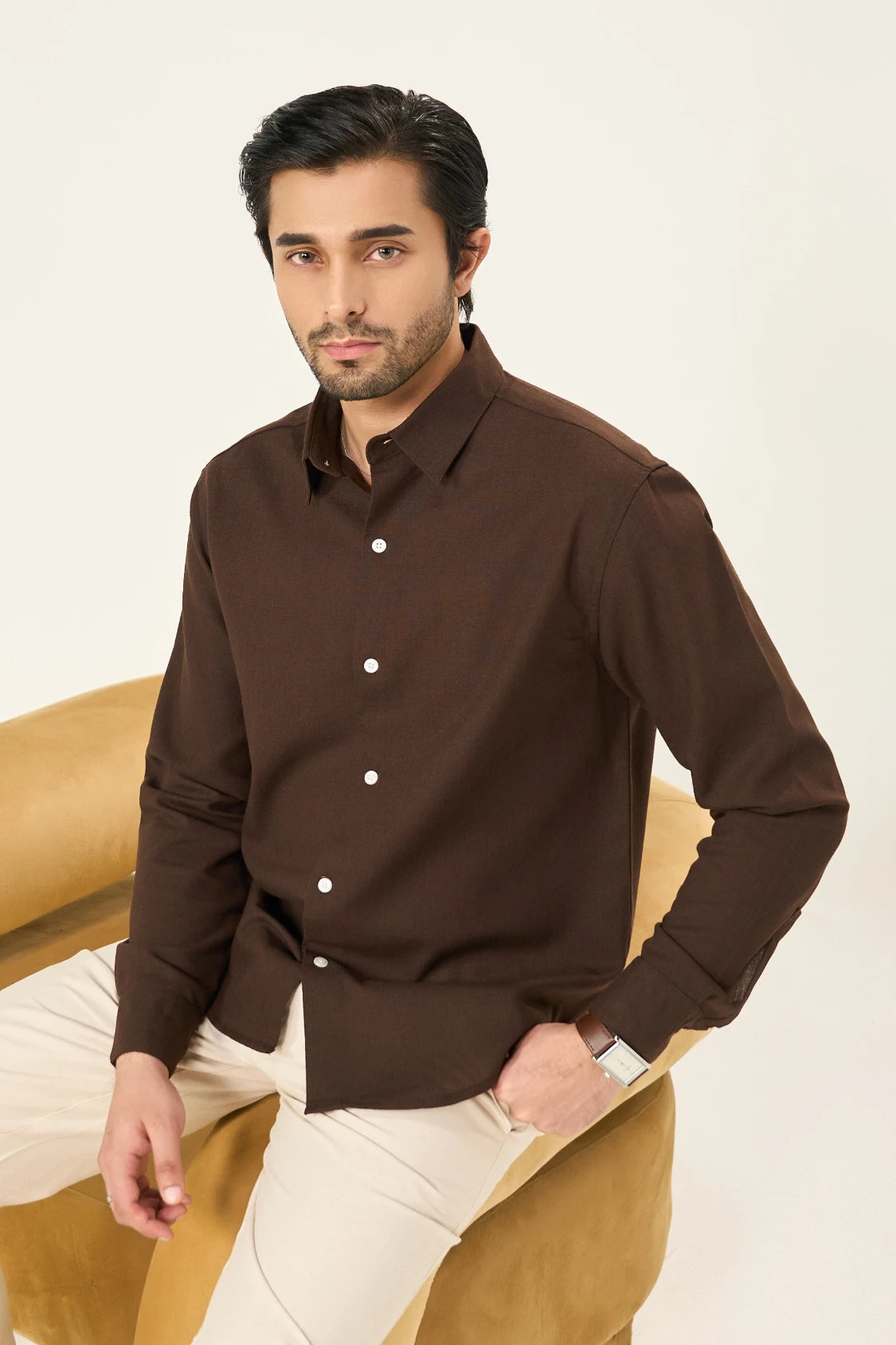 Relaxed Linen Shirt - Mocha Brown Main image