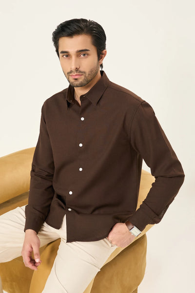 Relaxed Linen Shirt - Mocha Brown