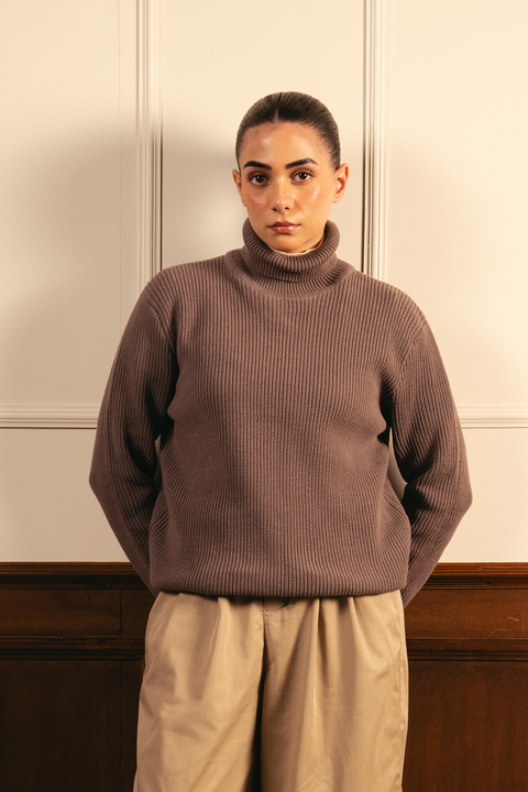 Warm Twilight Turtleneck Sweater - Dusty Taupe
