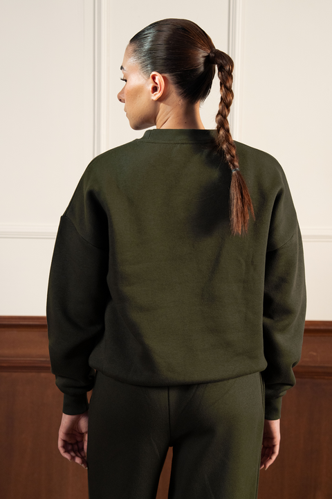 Classic Crew Neck Sweatshirt - Dark Green
