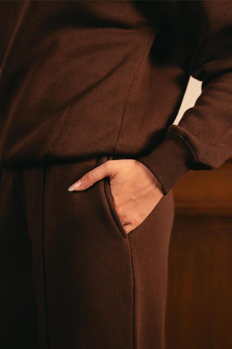 Women Classic Quarter Zip-up Sweatshirt - Brown