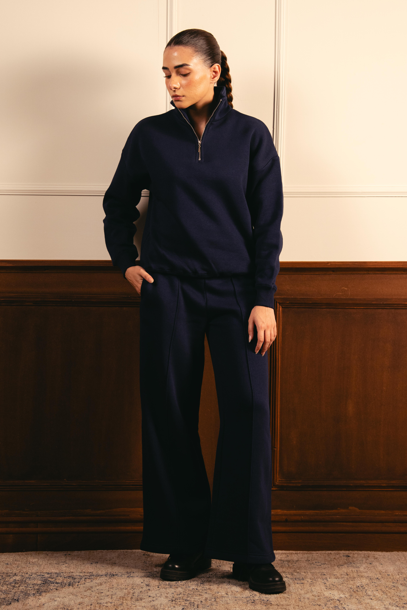 Classic Quarter-Zip Sweatsuit - Navy Blue Main image