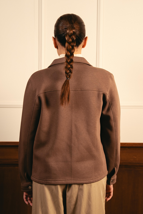 Women Full Zipper Jacket - Brown